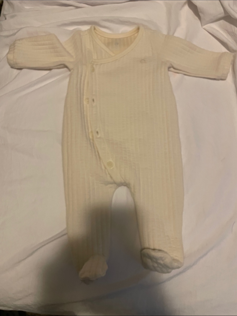 GAP Cream Ribbed Footed Baby One-Piece